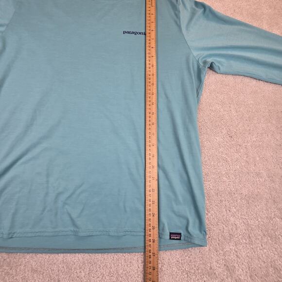 Patagonia Capilene Cool Daily Graphic Long-Sleeve Shirt Mens Large Aqua Flaw - Picture 6 of 7